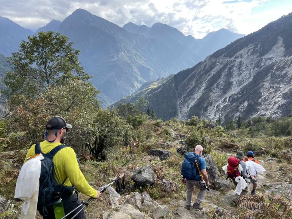 Mission team trekking through the Himalayas of Nepal